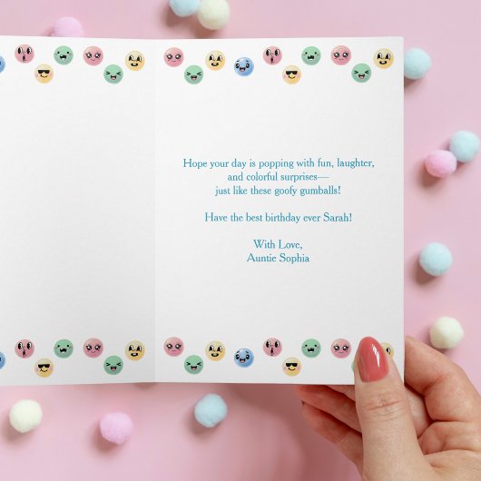Grappige Schattigee grillige Gumball, aangepaste e Kaart