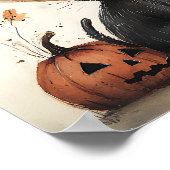 Grappige Schattigee Halloween Fairy & Cat Fantasy  Poster (Hoek)