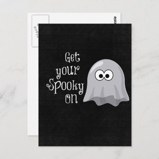 Grappige, Schattigee Halloween Ghost; Get Your Spo Briefkaart (Voorkant / Achterkant)