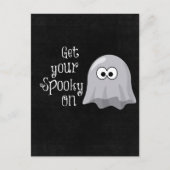 Grappige, Schattigee Halloween Ghost; Get Your Spo Briefkaart (Voorkant)