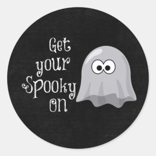 Grappige, Schattigee Halloween Ghost; Get Your Spo Ronde Sticker