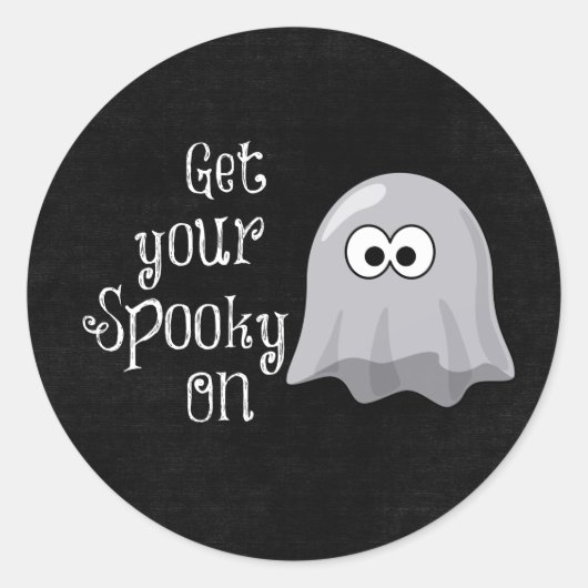 Grappige, Schattigee Halloween Ghost; Get Your Spo Ronde Sticker (Voorkant)
