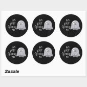 Grappige, Schattigee Halloween Ghost; Get Your Spo Ronde Sticker (Vel)