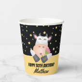 Grappige Schattigee Heilige Koe Happy Birthday Par Papieren Bekers (Achterkant)