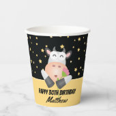 Grappige Schattigee Heilige Koe Happy Birthday Par Papieren Bekers (Voorkant)
