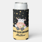 Grappige Schattigee Heilige Koe Happy Birthday Par Seltzer Blikjeskoeler (Seltzer Achterkant)