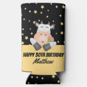 Grappige Schattigee Heilige Koe Happy Birthday Par Seltzer Blikjeskoeler (Achterkant)