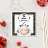 Grappige Schattigee Heilige Koe Happy Birthday Par Servet (Insitu)