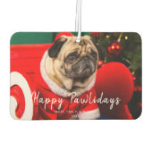 Grappige Schattigee hond Kerstfoto Happy Pawholida Luchtverfrisser (Achterkant)