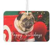Grappige Schattigee hond Kerstfoto Happy Pawholida Luchtverfrisser (Voorkant)
