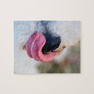 Grappige Schattigee hondentong witte puzzel Legpuzzel