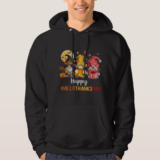 Grappige Schattigee kabouters Happy Hallothanksmas Hoodie (Voorkant)