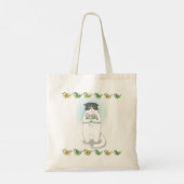 Grappige Schattigee Kat met Kleine Vogels Kat Lief Tote Bag (Achterkant)