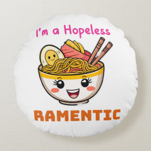 Grappige Schattigee Kawaii Ramen Japanese Noodles Rond Kussen