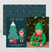 Grappige Schattigee Kerst Groene Elf Tree Gifts Fo Feestdagenkaart (Voorkant / Achterkant)