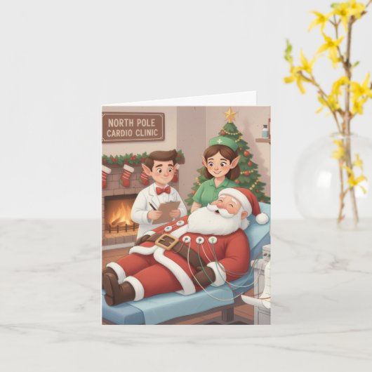 Grappige/Schattigee kerst Kaart voor EKG Techs (Gele Bloem)