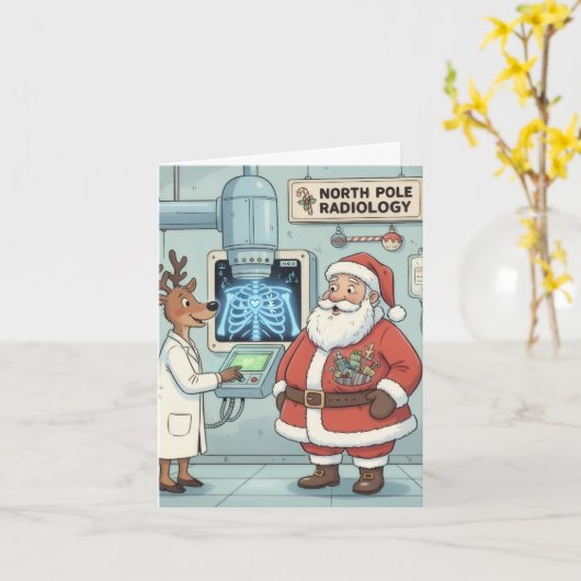 Grappige / Schattigee kerst Kaart voor X-Ray Techs (Gele Bloem)