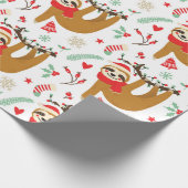 Grappige Schattigee Kerstluiaard met Kerstmuts Cadeaupapier (Hoek)