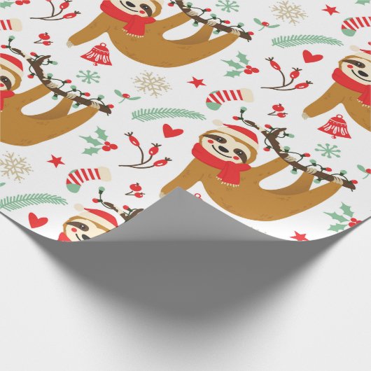 Grappige Schattigee Kerstluiaard met Kerstmuts Cadeaupapier (Hoek)