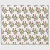 Grappige Schattigee Kerstluiaard met Kerstmuts Cadeaupapier (Vlak)