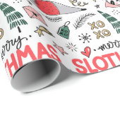 Grappige Schattigee Kerstluiaard met Kerstmuts Cadeaupapier (Rol Hoek)