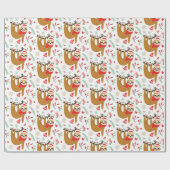 Grappige Schattigee Kerstluiaard met Santa Hat Wra Cadeaupapier (Vlak)