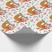 Grappige Schattigee Kerstluiaard met Santa Hat Wra Cadeaupapier (Hoek)