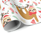 Grappige Schattigee Kerstluiaard met Santa Hat Wra Cadeaupapier (Rol Hoek)