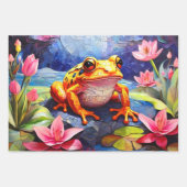 Grappige Schattigee kikkers zitten op een vijver o Inpakpapier Vel (Voorkant 3)