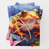 Grappige Schattigee kikkers zitten op een vijver o Inpakpapier Vel (In situ)