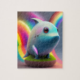 Grappige Schattigee kleine Baby haai met regenboog Legpuzzel