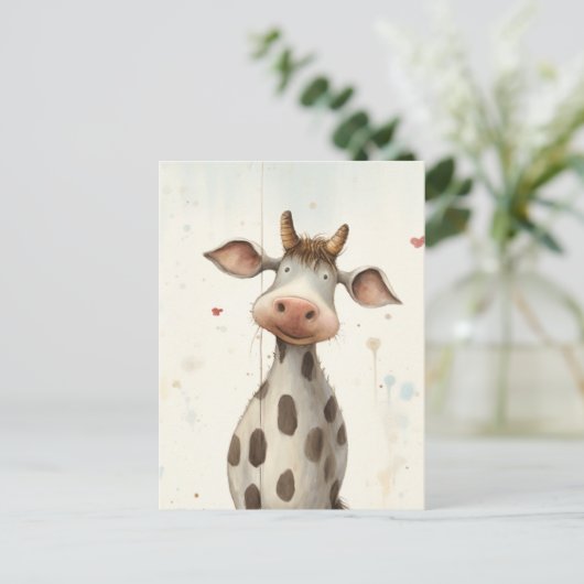 Grappige Schattigee Koe AI Art Briefkaart (Staand voorkant)