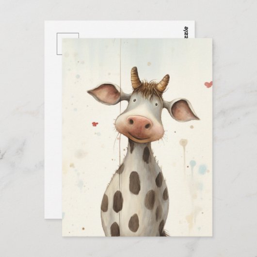 Grappige Schattigee Koe AI Art Briefkaart (Voorkant / Achterkant)