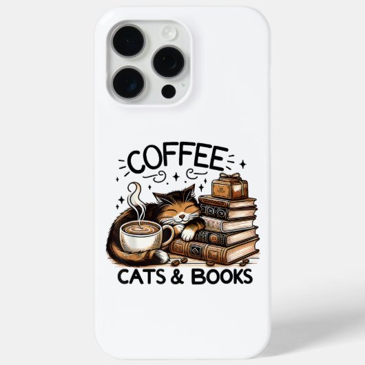 Grappige Schattigee Koffie Katten Boeken Lover Gif Case-Mate iPhone Case (Achterkant)