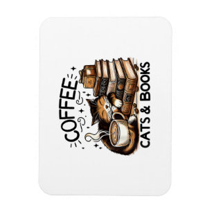 Grappige Schattigee Koffie Katten Boeken Lover Gif Magneet