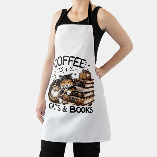 Grappige Schattigee Koffie Katten Boeken Lover Gif Schort (Insitu)