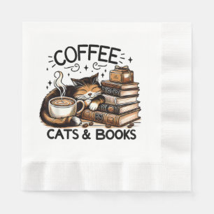 Grappige Schattigee Koffie Katten Boeken Lover Gif Servet