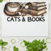Grappige Schattigee Koffie Katten Boeken Lover Gif Theedoek (Gevouwen)