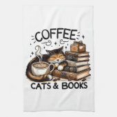 Grappige Schattigee Koffie Katten Boeken Lover Gif Theedoek (Verticaal)