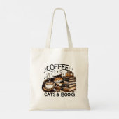 Grappige Schattigee Koffie Katten Boeken Lover Gif Tote Bag (Achterkant)