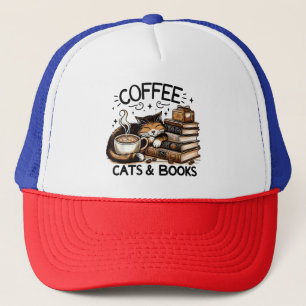 Grappige Schattigee Koffie Katten Boeken Lover Gif Trucker Pet