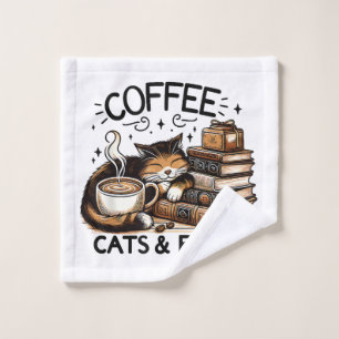 Grappige Schattigee Koffie Katten Boeken Lover Gif Washandje