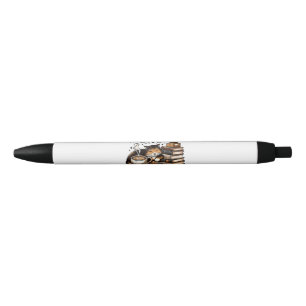 Grappige Schattigee Koffie Katten Boeken Lover Gif Zwarte Inkt Pen
