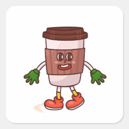 Grappige Schattigee koffie Vierkante Sticker