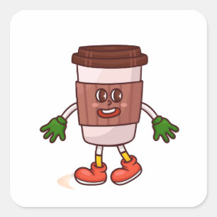 Grappige Schattigee koffie Vierkante Sticker