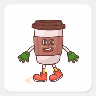 Grappige Schattigee koffie Vierkante Sticker