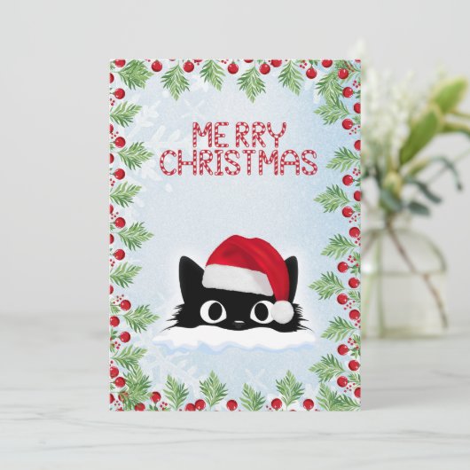Grappige Schattigee komische grillige kat vrolijk  Feestdagenkaart (Staand voorkant)
