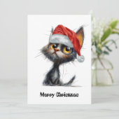 Grappige Schattigee komische grillige kat vrolijk  Feestdagenkaart (Staand voorkant)