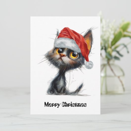 Grappige Schattigee komische grillige kat vrolijk  Feestdagenkaart (Staand voorkant)