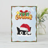 Grappige Schattigee komische grillige kat vrolijk Feestdagenkaart (Staand voorkant)